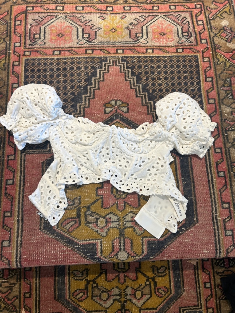 For Love & Lemons White Eyelet Off-Shoulder Top